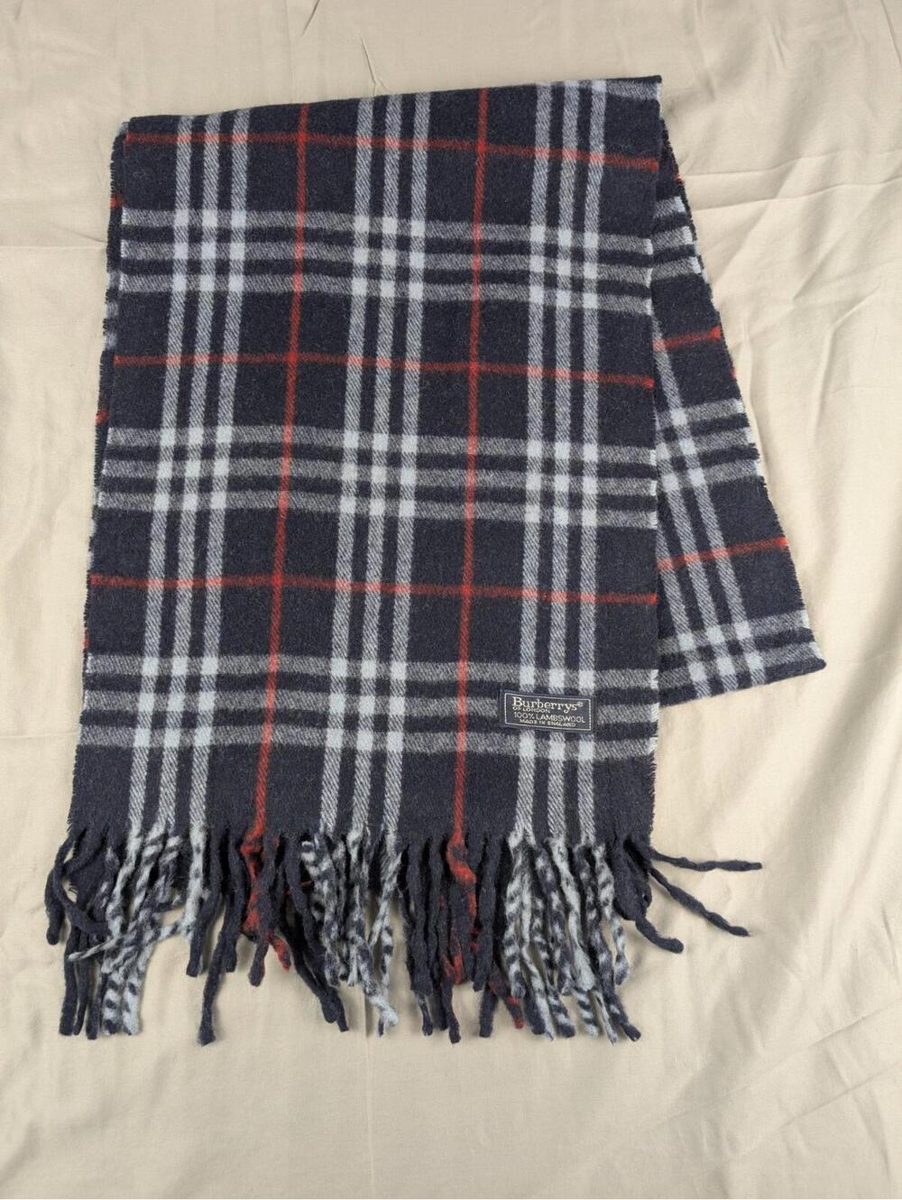 Vintage Burberry of London 100% Lambs Wool Scarf Multicolor Burberrys - Picture 2 of 5